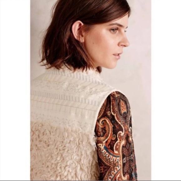 Anthropologie HEI HEI Ivory Shaggy Vest - Picture 2 of 8